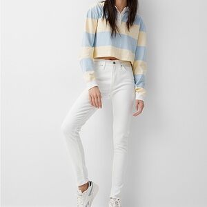 Levi’s Women’s Hi-Rise Skinny White Jeans with Rare white leather patch